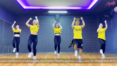 AEROBICS MARCH WITH OVERHEAD REACH & FIST PULL GIF