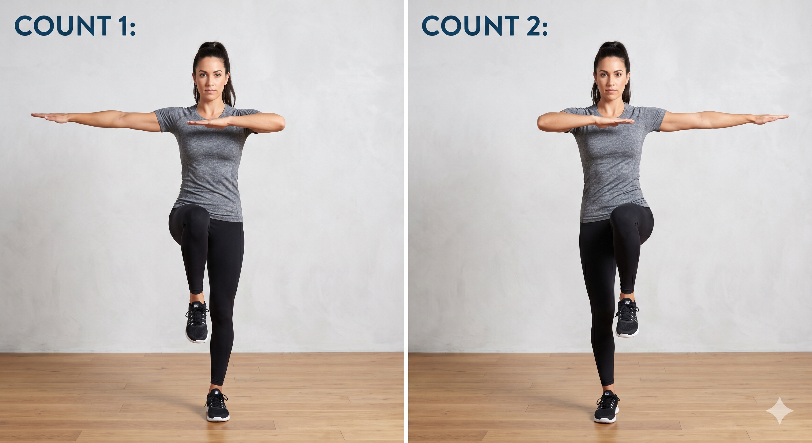 AEROBICS MARCH WITH ARM STRETCH (ALTERNATING)